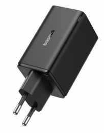 Baseus GaN6 Pro Fast Charger 2C+2U 65W  EU Cluster Black((With:Mini White Cable Type-C to Type-C 100W(20V/5A) 1m Black）