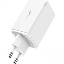 Baseus GaN6 Pro Fast Charger 2C+2U 65W EU Moon White((With:Mini White Cable Type-C to Type-C 100W(20V/5A) 1m White）