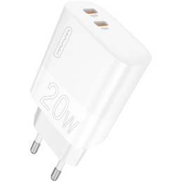 WUW-C193 PD20W Charger USB C + USB C white