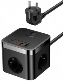 Baseus PowerCombo Cube Power Strip 3AC+2U+2C 30W 1.5m EU Black E00066400117-00