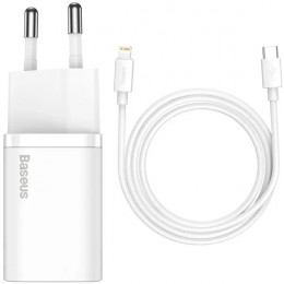 Baseus Super Si Quick Charger 1C 20W/Simple Wisdom Data Cable Type-C to iP 1m White TZCCSUP-B02