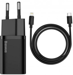 Baseus Super Si Quick Charger 1C 20W/Simple Wisdom Data Cable Type-C to iP 1m Black TZCCSUP-B01