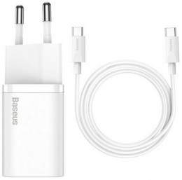 Baseus Super Si Quick Charger 1C 25W EU Mini White Cable Type-C toType-C 3A 1mWhite дефект пакув