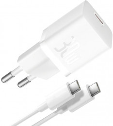Baseus GaN5 Fast Charger(mini) 1C 30W EU Cable Type-C to Type-C 1m White P10110902213-00