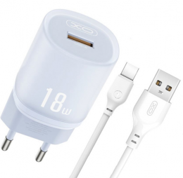 XO L157(EU) QC3.0 18W charger with TYPE-C cable (NB103) Синій