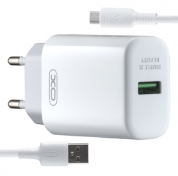 XO L85D (EU) QC3.0 18W with micro cable (NB111) білий