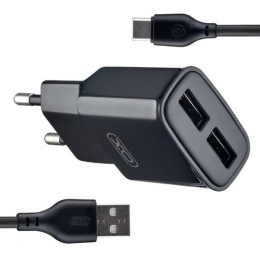 XO L92C EU dual 2.4A Charger with Type-c cable Чорний