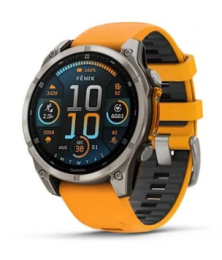 Garmin Fenix 8 47mm AMOLED Sapphire Titanium w. Spark Orange/Graphite Silicone Band (010-02904-10) EU