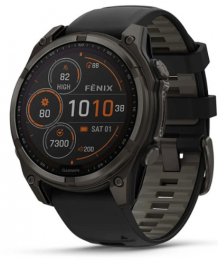 Garmin Fenix 8 47mm Solar Sapphire Carbon Gray DLC Titanium w. Black/Pebble Gray S. Band (010-02906-10) EU