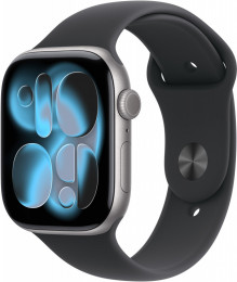 Apple Watch Series 11 GPS - 46mm Space Grey Aluminium Case with Black Sport Band - M/L (MEV44)