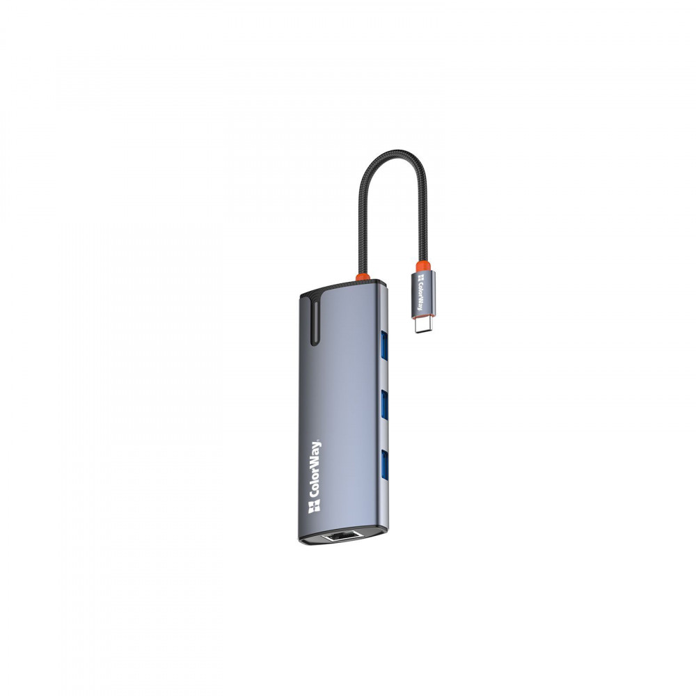 ColorWay Docking Station USB-C 6-в-1 Type C PD 100W/USB3.0х3/HDMI 4К ...