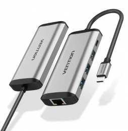 Vention 3-Port, RJ-45, PD(type-c) 0.15M Black(TGDHB)