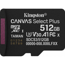 Kingston 512GB microSDXC class 10 UHS-I U3 V30 A1 Canvas Select Plus (SDCS3/512GBSP)