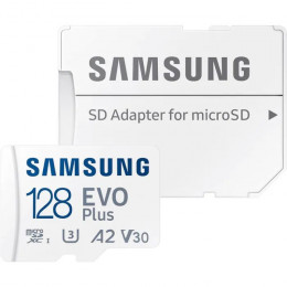 Samsung 128 GB microSDXC Class 10 UHS-I U3 V30 A2 EVO Plus+SD Adapte (MB-MC128SA/EU)