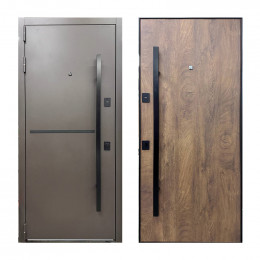 Входная дверь Sarmak™ Термолайн ДР с терморазрывом 2050х860 мм Серо-коричневый/Спил коньячный левая