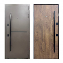 Входная дверь Sarmak™ Термолайн ДР с терморазрывом 2050х960 мм Серо-коричневый/Спил коньячный правая