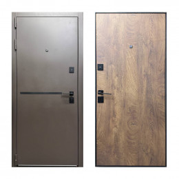 Входная дверь Sarmak™ Термолайн с терморазрывом 2050х860 мм Серо-коричневый/Спил коньячный левая