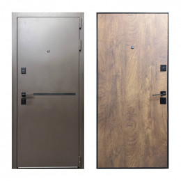 Входная дверь Sarmak™ Термолайн с терморазрывом 2050х860 мм Серо-коричневый/Спил коньячный правая