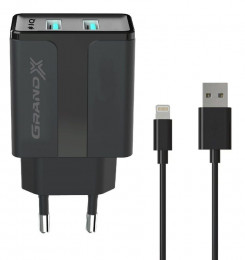 Grand-X CH15LTB (2хUSB 2.4A) Black + кабель Lightning