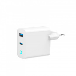 Gembird 1хUSB-A (QC3.0 18W) + 1xType-C (PD 65W) white (TA-UC-PDQC65L-W-01)