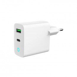Gembird 1xUSB-A + 1 Type-C (PD20Вт + QC3.0 18Вт) white (TA-UC-PDQC20L-W-01)