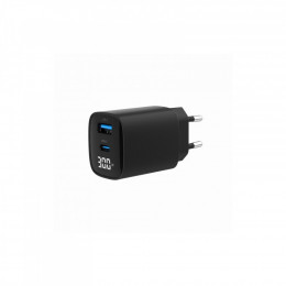Gembird 1xUSB-A (QC3.0 18W) + 1 Type-C (PD20W) LCD black (TA-UC-PDQC30LCD-BK-01)