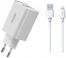 Proda PD-A28i 2хUSB 2.4A + USB Ligthtning 1.0m (PD-A28i-WH)