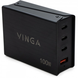 Vinga GaN 100W PD+QC 3C1A ports 1.2m Wired Charger (VCPCH100CB)