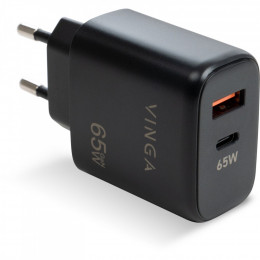Vinga GaN 65W PD+QC 1C1A ports Wall Charger (VCPCHCA65B)
