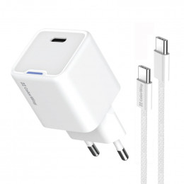 ColorWay GaN Mini 25W PD Port PPS USB-C White (CW-CHS052PDC-WT) + кабель USB Type-C