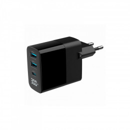 Gembird 2хUSB-A (QC3.0 18W) + 1хType-C (PD20W) LCD black (TA-UC-PDQC30LCD-BK-02)