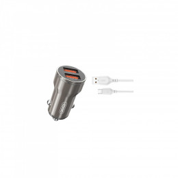 XO CC48 2.4A/2 USB + microUSB Grey (XO-CC48m-GR)