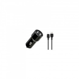 XO TZ09 2.4A/2 USB + cable microUSB Black (XO-TZ09M-BK)