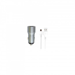 XO TZ09 2.4A/2 USB + cable microUSB Grey (XO-TZ09M-GR)