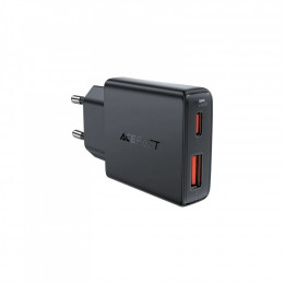 Acefast 2xUSB 30W (USB-C+USB-A) Gan A69 ultra-thin Fast Charger Black (6974316282709)