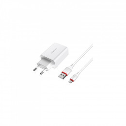 BOROFONE BA21A Long Journey USB QC3.0 + cable USB to Micro 5P 18W White (6931474702470)