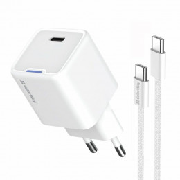 ColorWay GaN Mini 30W PD Port PPS USB-C White (CW-CHS054PDC-WT) + кабель USB Type-C
