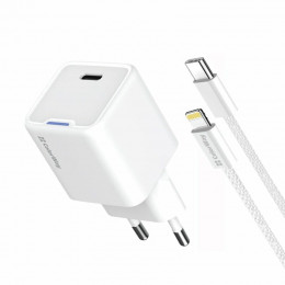 ColorWay GaN Mini 20W PD Port PPS USB-C White (CW-CHS059PDL-WT) + кабель Lightning