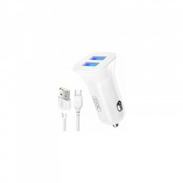 XO 2xUSB 2.4A + cable USB to Micro 5P white (TZ10-M-WH)