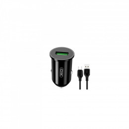 XO USB QC3.0 18W + cable USB to Micro 5P black (TZ12-M-BK)