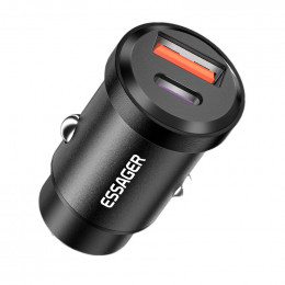 Essager Gyroscope Mini Charger USB-A + Type-C 30W Black (ECCAC-TL01)