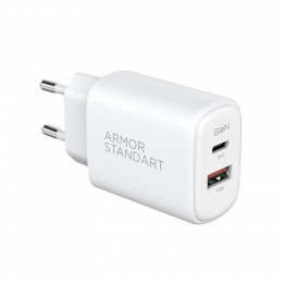 Armorstandart 1xUSB-C PD25W + 1xUSB QC3.0 GaN white (ARM87066)