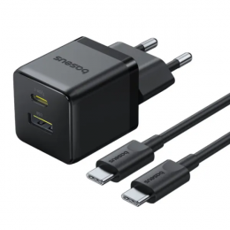 Baseus Palm Fast Charger C+U (1USB, 1USB-C) 20W Black (P1011160A113-01) + кабель USB Type-C 1 м