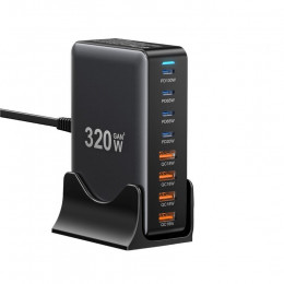 Essager Engine 320W 4xUSB-C+4xUSB-A Black (EZC320W-QJB0G-Z)