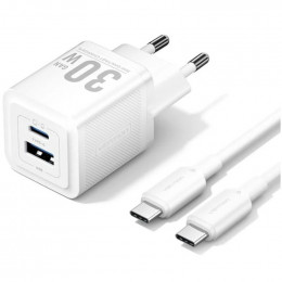 Vention FEQW0 30W USB-A+USB-C White + кабель USB Type-C (TZ-FEQW0-EU-01)