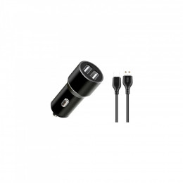 XO TZ09 (2USB, 2.4A) Black (6920680873500) + кабель USB Type-C