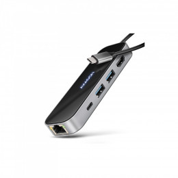 AXAGON USB-C to 2xUSB-A + 1xUSB-C + HDMI + RJ45 + PD100W 0.2m grey (HMC-6GLN)