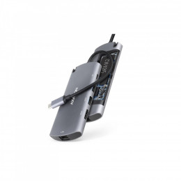 AXAGON USB-C to 2xUSB-A + HDMI + RJ45 + SATA M.2 + PD 100W 0.18m grey (HMC-6M2)