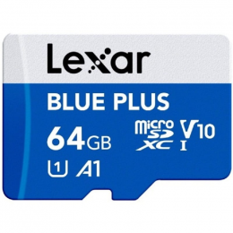 MicroSDXC 64GB UHS-I Lexar Blue Plus + SD-адаптер (LMSBLPL064G-BNANG)