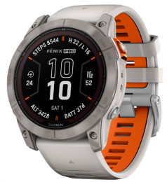 Garmin Fenix 7X Pro Sapphire Solar Titanium w. Fog Gray/Ember O. Band (010-02778-14) EU
